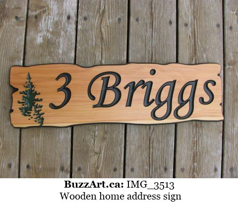 Wooden home address sign